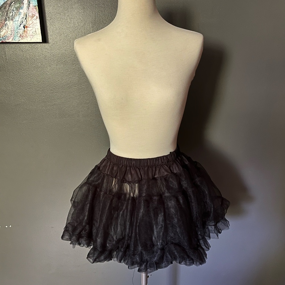 Black Tulle Layered Mini Skirt
